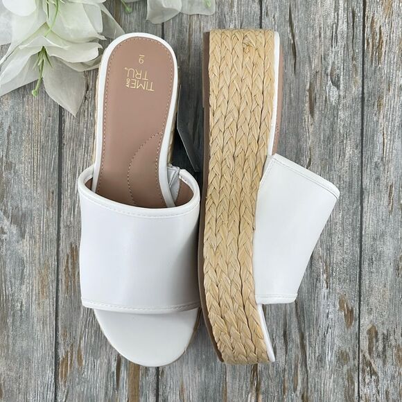 Women's Dressy Raffia Platform Slide Sandals Shies Size 9 - Picture 3 of 12